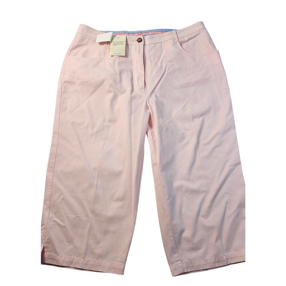 NWT C&B Pants Sz 14 Cropped Pants light pink wide leg 100% cotton career casual